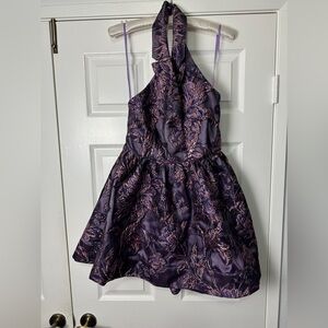 Badgley Mischka Jewel Metallic Floral Jacquard Organza Dress Women’s 10 No Belt